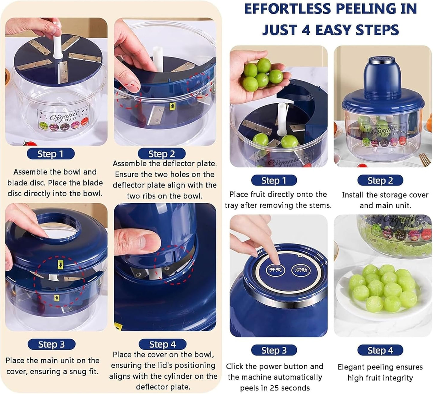 Rechargeable Kitchen Aid Intelligent Tool,  For Grapes, Cherry Tomatoes, Small Fruits, Garlic And More!